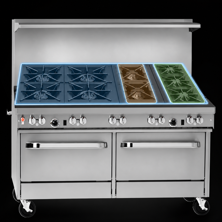 Product image #3 for Southbend Ultimate 60-Inch Gas Restaurant Range with 9 Open Burners, Standard Oven, and Cabinet Base