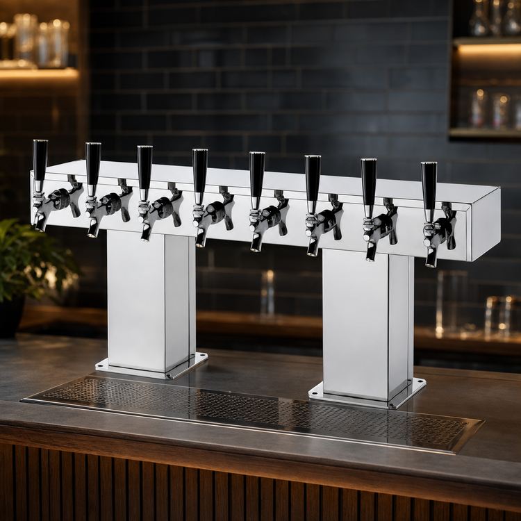 Product image #3 for Perlick 12-Faucet Bridge Tee Countertop Glycol-Cooled Draft Beer Tower, Polished Chrome