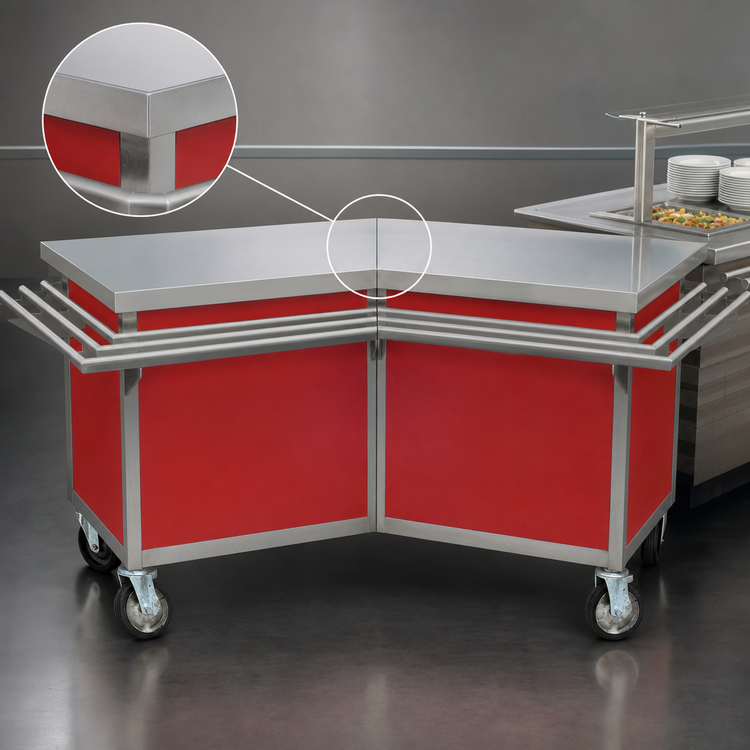 Product image #3 for Director's Choice Inside Mitered Corner Transition Utility Station with 16-Gauge 304 Stainless Steel Top and Mobile Open Base
