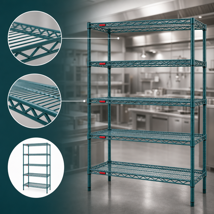 Product image #3 for Eagle Group Valu-Gard 5-Tier Starter Wire Shelving Unit with QuadTruss Design, 72 x 21 x 86 Inches, Green Epoxy Finish