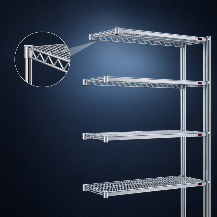 Product image #3 for Eagle Group 4-Tier Add-On Wire Shelving Unit with QuadTruss, 42W x 24D x 74H, Chrome-Plated