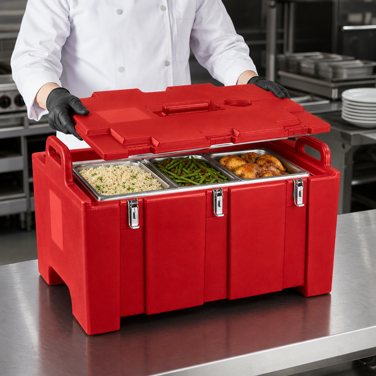 Product image #4 for Cambro Camcarrier Top-Loading Insulated GN Food Pan Carrier, 40 Qt, Hot Red