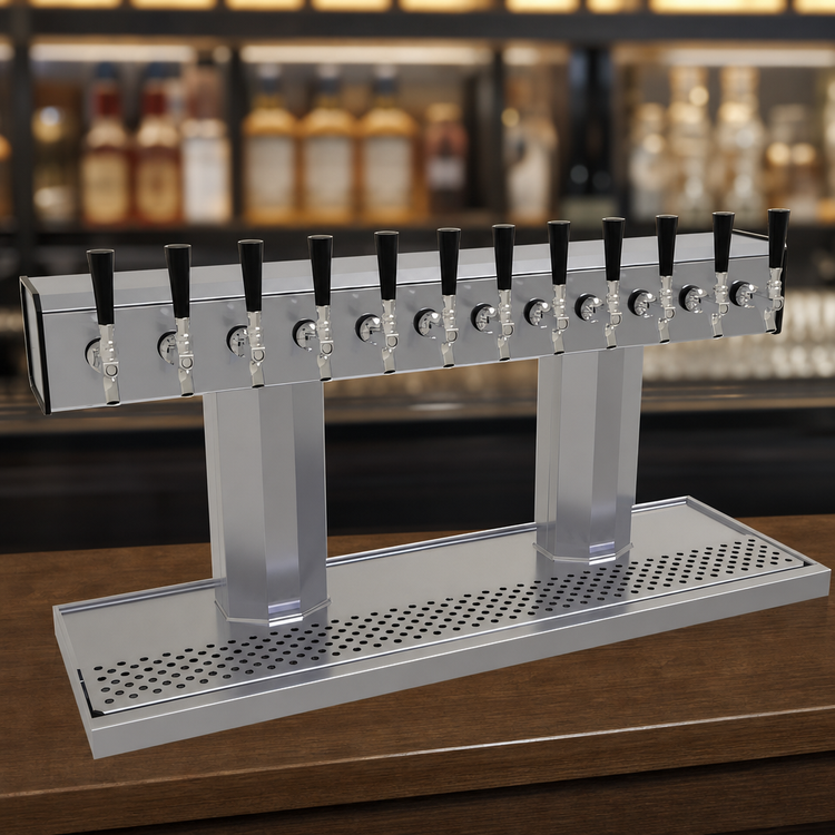 Product image #3 for Glastender Countertop Air-Cooled Tee Draft Dispensing Tower with 12 Stainless Steel Faucets