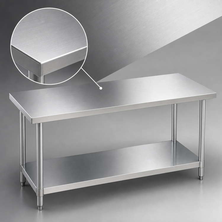 Product image #3 for Turbo Air 60 Inch x 30 Inch Stainless Steel Flat Top Work Table with Galvanized Undershelf
