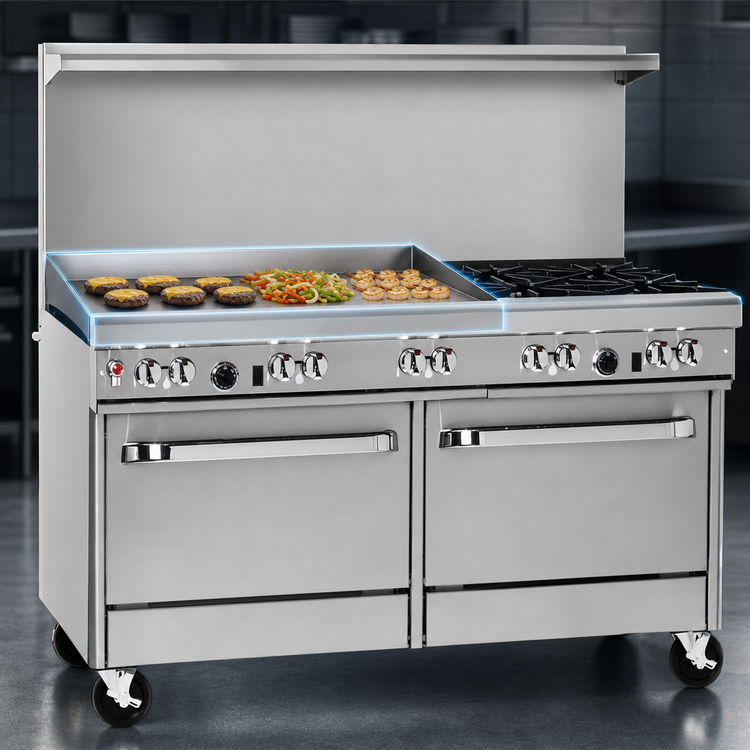 Product image #3 for Southbend Ultimate 60-Inch Gas Restaurant Range with 48-Inch Griddle, 2 Open Burners, and Dual Convection Ovens