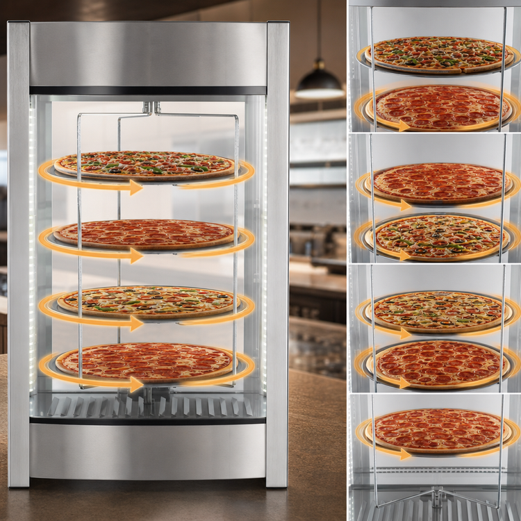 Product image #4 for KoolMore 12-Inch Floor Model Commercial Heated Pizza Display Warmer with 4 Rotating Racks