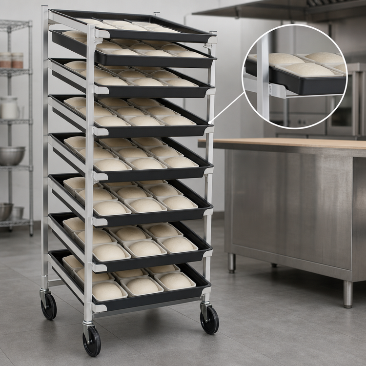 Product image #4 for DoughXpress DXDC-5 Dough Ball Storage Cart with 7 Slanted Trays, 63-Tub Capacity