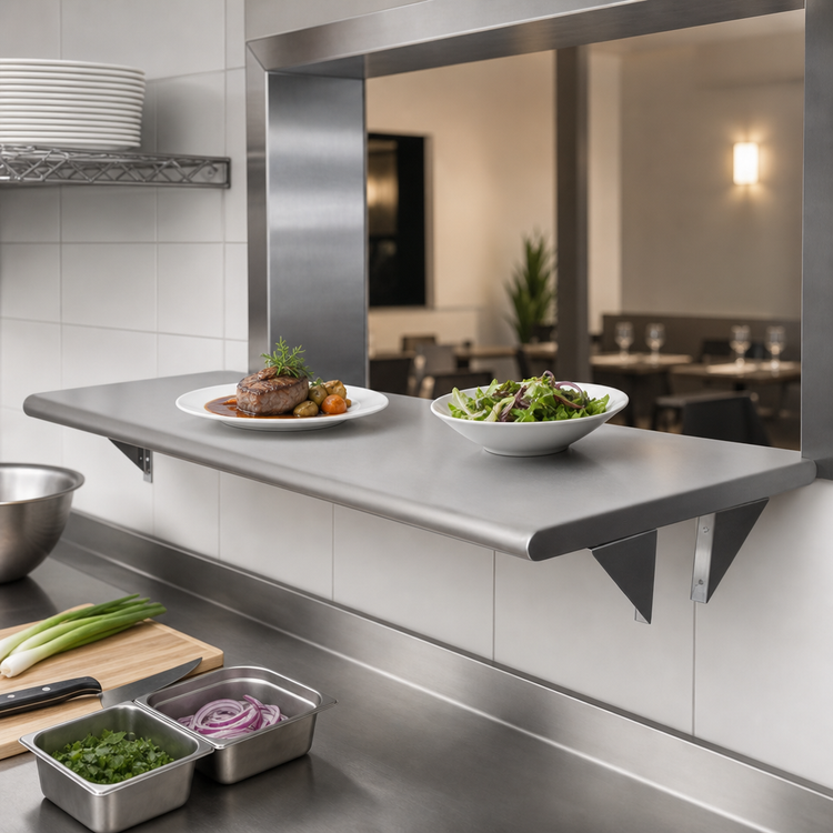 Product image #3 for BK Resources 60-Inch x 24-Inch Wall-Mounted Stainless Steel Pass-Through Shelf