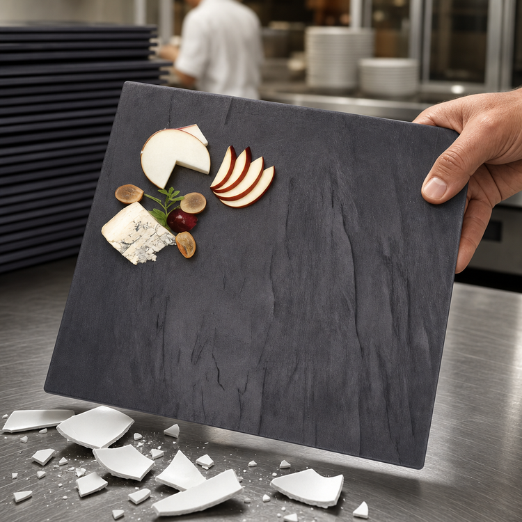Product image #3 for American Metalcraft Endurance 14-3/4-Inch Rectangular Faux Slate Melamine Platter