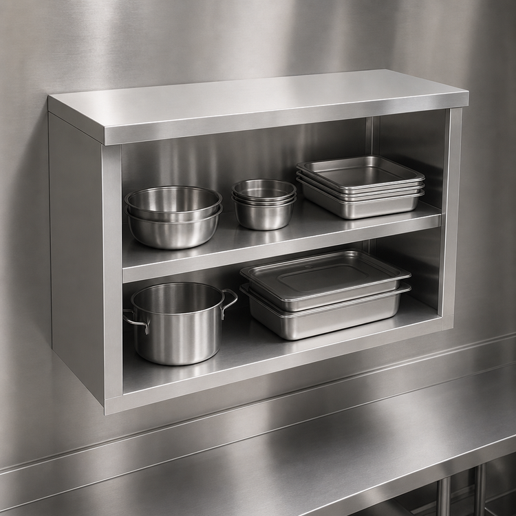 Product image #3 for 36-Inch x 15-Inch Wall-Mounted Solid 304 Stainless Steel Open Wall Cabinet