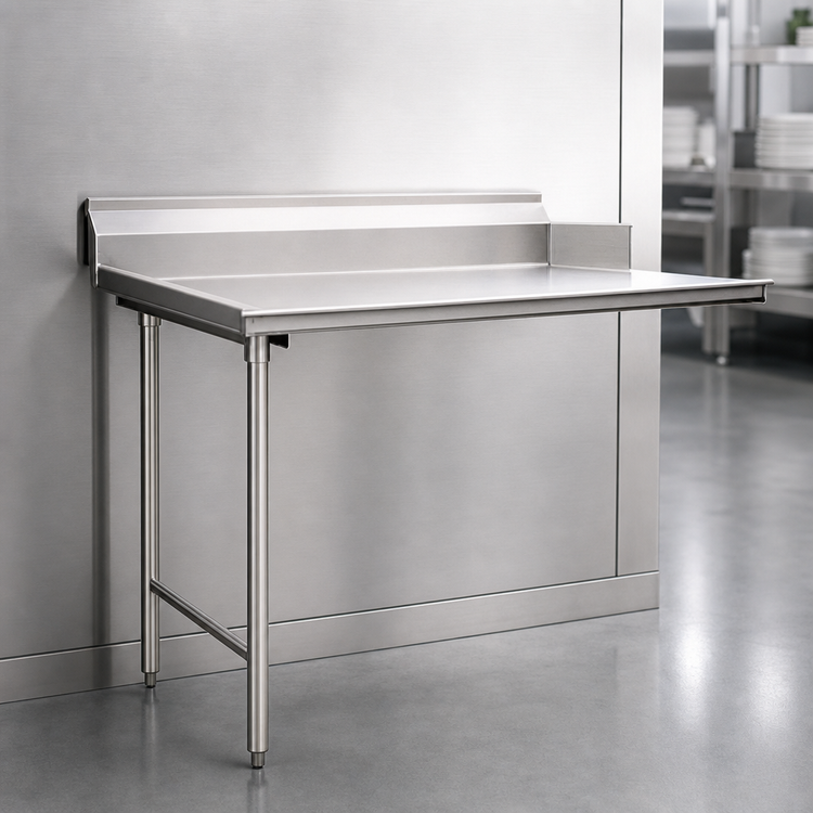 Product image #3 for Eagle Group 30 x 30 Inch Straight Clean Dishtable, Left-to-Right, 16/430 Stainless Steel Top, 8-Inch Backsplash
