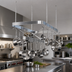 Thumbnail image #3 for Sapphire Manufacturing 84-Inch Ceiling-Mounted Triple-Bar Stainless Steel Pot Rack with 18 Double Hooks