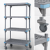 Thumbnail image #3 for Quantum Millenia Mobile Polymer Shelving Starter Unit, 4 Shelves, 42 x 24 x 74 Inches, Gray