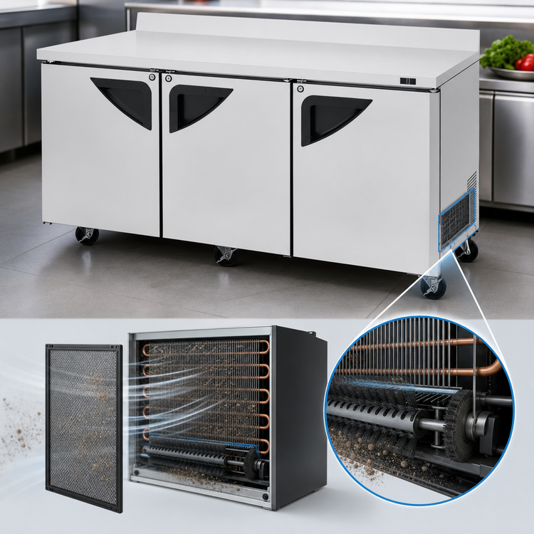 Product image #3 for Turbo Air Super Deluxe 72 5/8-Inch 3-Section Worktop Refrigerator, 19 Cu. Ft.