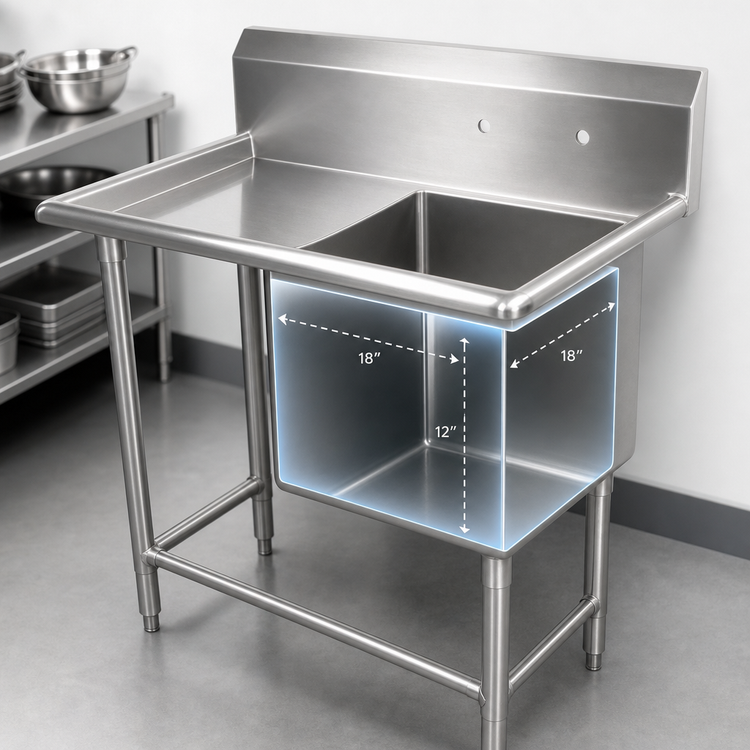 Product image #3 for John Boos Pro-Bowl 1-Compartment Stainless Steel Sink with 30-Inch Left Drainboard and 10-Inch Backsplash