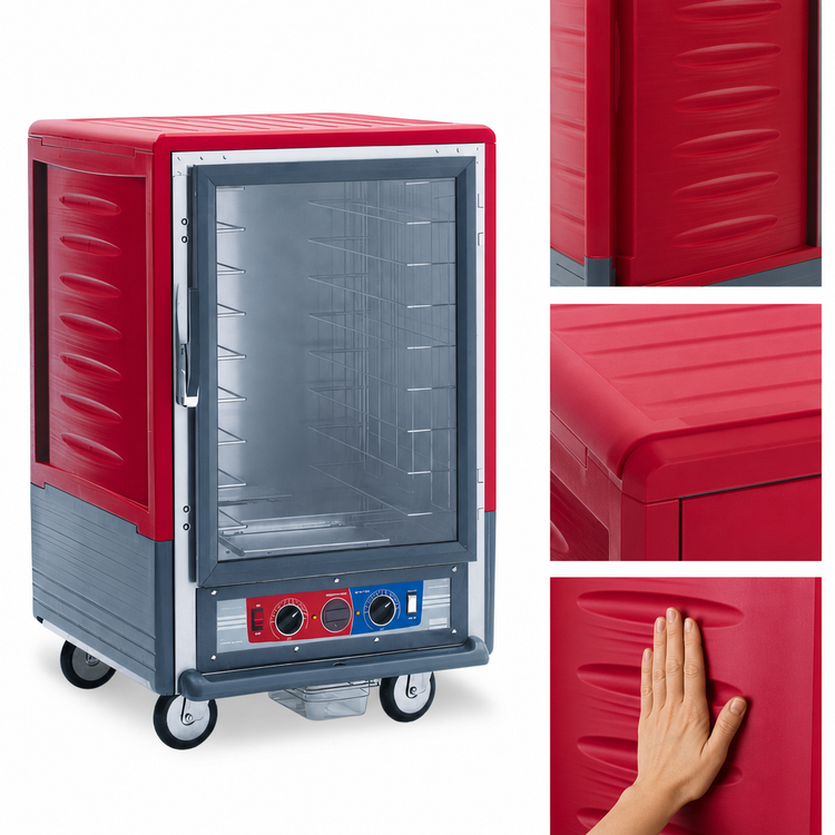 Product image #3 for Metro C5 3 Series Half-Height Heated Holding and Proofing Cabinet with Clear Polycarbonate Door, Red Insulation Armour, Mobile, 120V