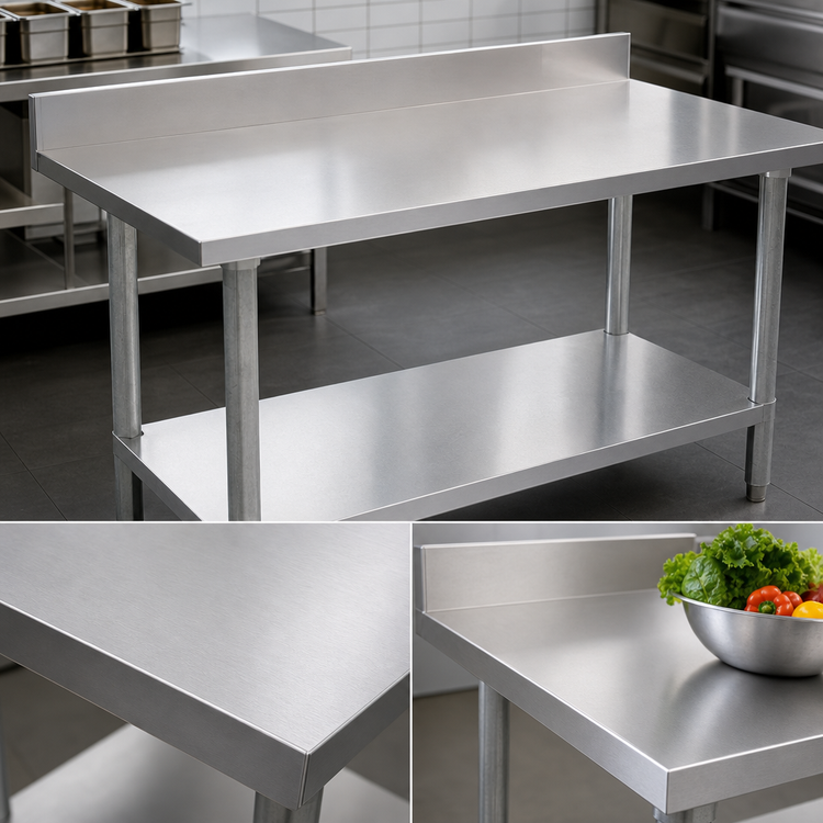 Product image #3 for Elite Series 60 x 30-Inch Stainless Steel Work Table with 4-Inch Backsplash and Undershelf