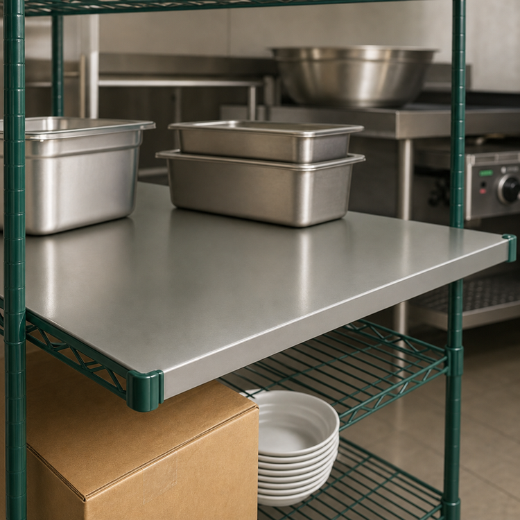 Product image #3 for Eagle Group Valu-Gard 48 Inch x 18 Inch Solid Shelf, Green Epoxy Finish, 600 lb Capacity