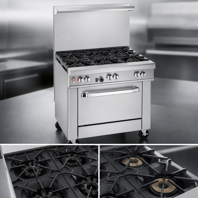 Product image #3 for Southbend Ultimate 36-Inch Commercial Gas Range with 6 Open Burners, Standard Oven, and Backriser Shelf