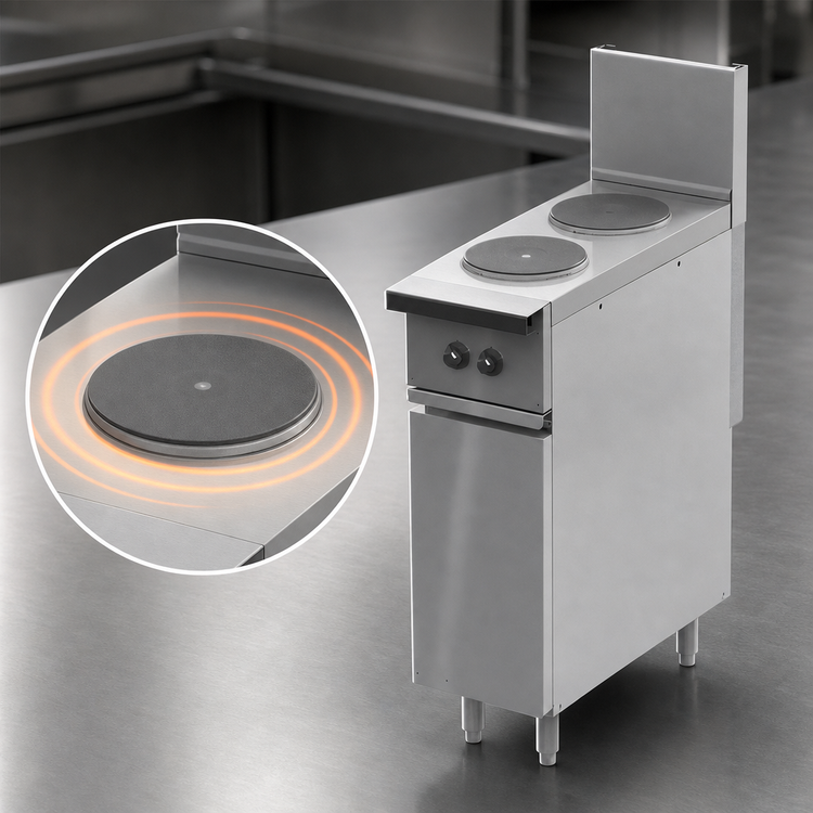 Product image #3 for Vulcan Expando EV12-1HT240 12 Inch Electric Restaurant Range with Thermostatic Hot Top and Enclosed Cabinet Base, 240V Single Phase