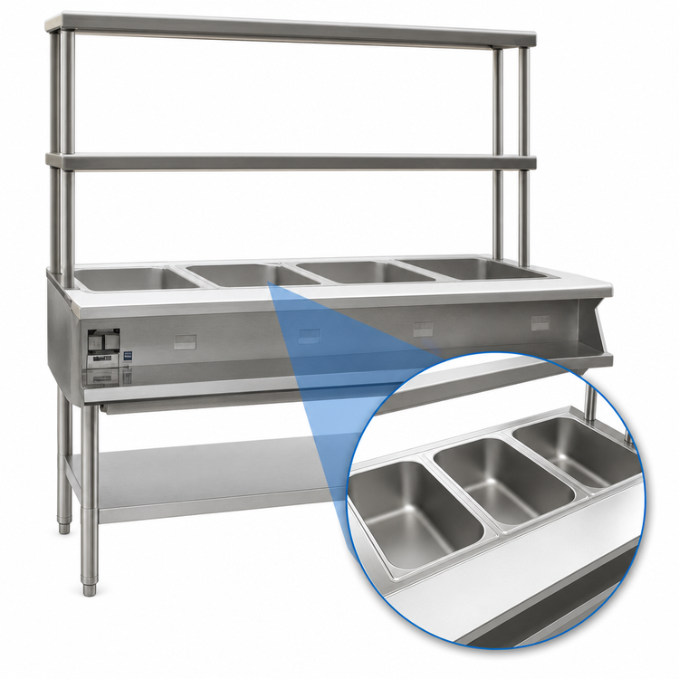 Product image #3 for Eagle Group 48-Inch 3-Well Electric Sealed-Well Hot Food Table with Double-Tier Flex-Master Overshelves