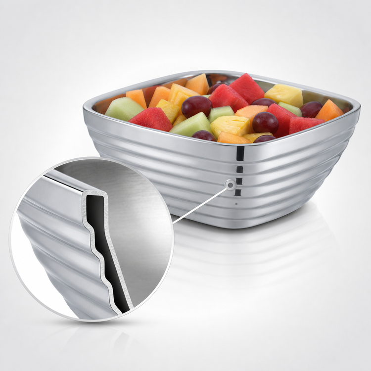 Product image #3 for Vollrath Square Beehive Double-Wall Insulated Serving Bowl, 3/4 Quart, 18/8 Stainless Steel