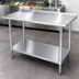Thumbnail image #3 for Advance Tabco Special Value 84-Inch x 30-Inch Stainless Steel Work Table with 1-1/2-Inch Rear Backsplash and Undershelf
