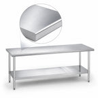 Thumbnail image #3 for Duke Manufacturing 316S-24144 Stainless Steel Work Table with Undershelf, 144 x 24 x 36 in., Flat Top, No Backsplash