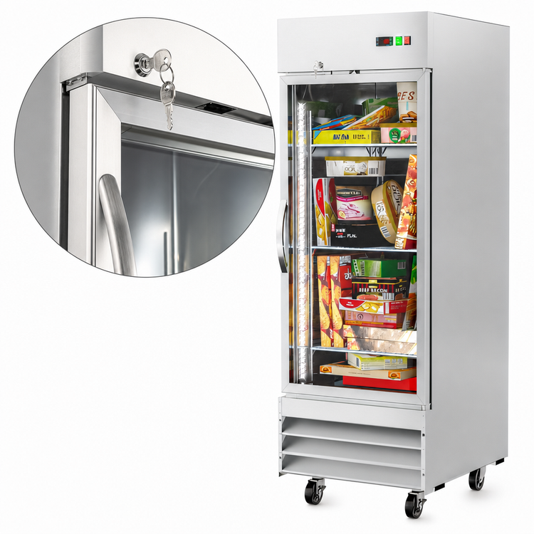 Product image #3 for KoolMore 23 Cu. Ft. One-Section Reach-In Glass Door Freezer, Bottom-Mount, Stainless Steel