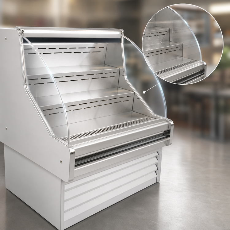 Product image #3 for Howard-McCray 35E Series Curved Glass Remote Open Merchandiser, 39-Inch Wide, 44-Inch High, White, LED Top