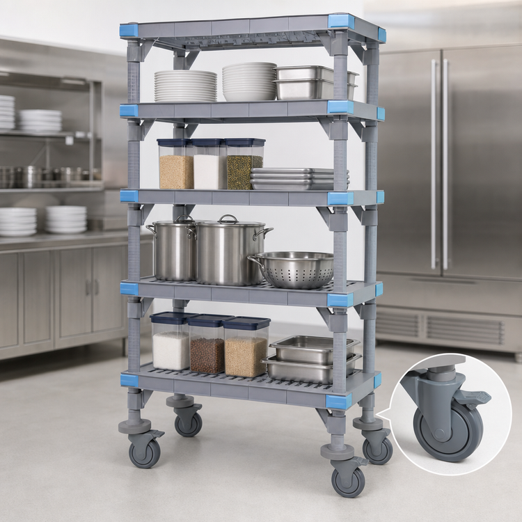 Product image #3 for Millenia Mobile Polymer 5-Shelf Starter Shelving Unit, 24"W x 18"D x 86"H