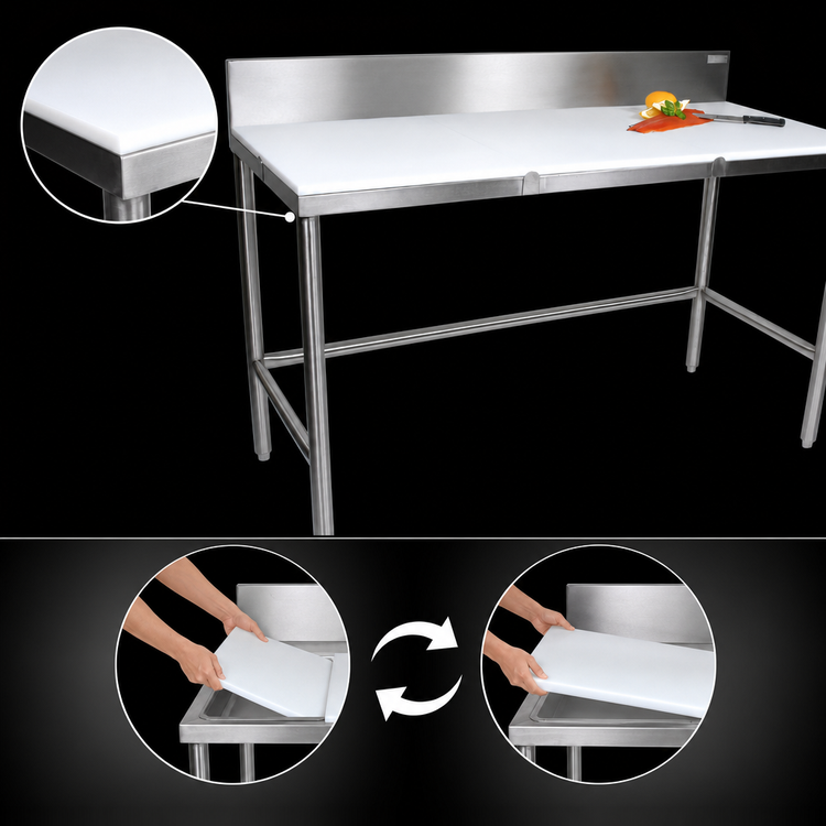 Product image #3 for John Boos 48-Inch x 36-Inch Trimming Table with Reversible Poly Top and 6-Inch Removable Backsplash
