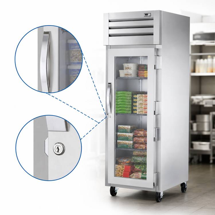 Product image #3 for True SPEC SERIES One-Section Reach-In Freezer with Locking Glass Door, -10°F, Stainless Steel, Self-Contained Top-Mounted Refrigeration