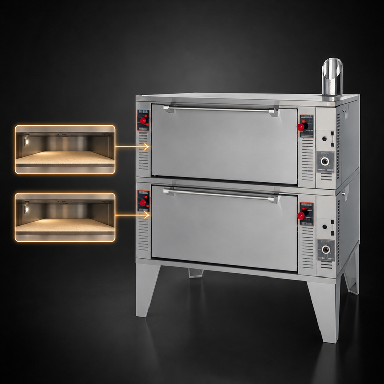 Product image #3 for Garland GPD60-2 Double Deck Gas Pizza/Baking Oven with 60-Inch x 36-Inch Pyrorock Decks