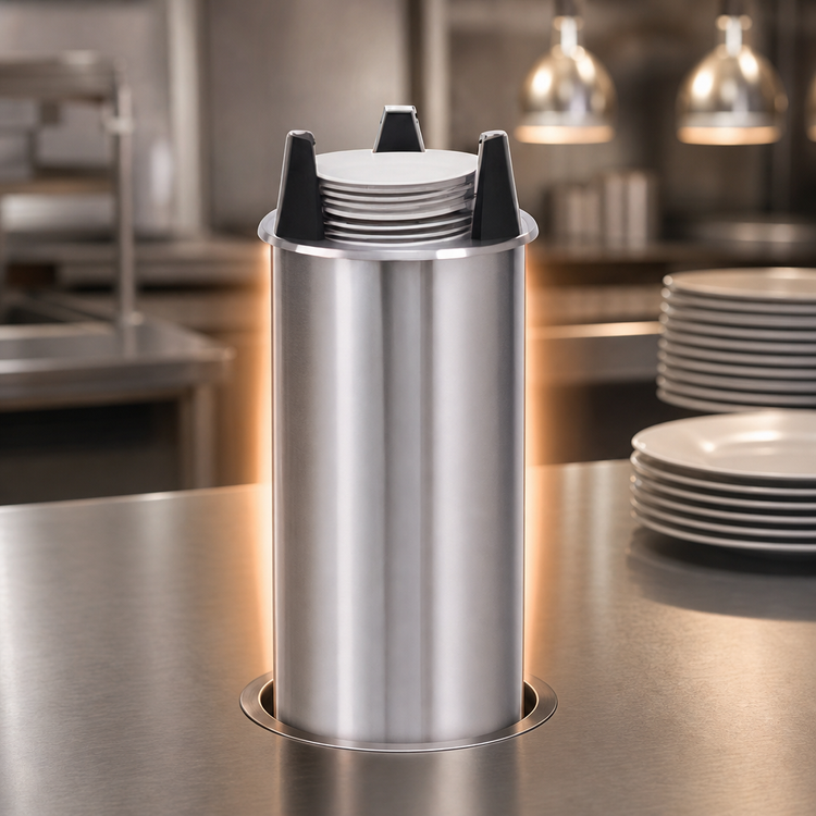 Product image #3 for Director's Choice Heated Shielded Drop-In Dish Dispenser for Round Plates, 8-1/4 to 9-1/8 Inch Diameter