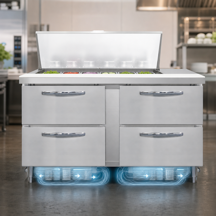 Product image #3 for Continental Refrigerator D60N18M-D Designer Line 60" Mighty Top Sandwich Unit with 4 Drawers