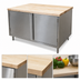 Thumbnail image #3 for BK Resources 60-Inch x 36-Inch Hard Maple Top Chef Table with Cabinet Base and Locking Hinged Doors