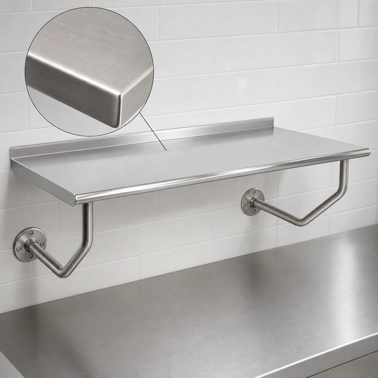 Product image #3 for Advance Tabco Wall-Mounted Stainless Steel Table, 84 in. W x 30 in. D, 1-1/2 in. Rear Backsplash