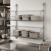 Thumbnail image #3 for Quantum Cantilever Basket Post Wall Mount Rack with 2 Wire Baskets, 48 x 20 x 34 Inches, Chrome Plated