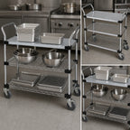 Thumbnail image #3 for Quantum WRSC-1836SS-3S 3-Shelf Stainless Steel Utility Cart, 36 x 18 Inches, 1,200 lb. Capacity, 2 Wire/1 Solid Shelf