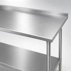 Thumbnail image #3 for Duke Manufacturing 316-2472-2R 72 x 24 Inch Stainless Steel Work Table, 16-Gauge 300 Series, 1-1/8-Inch Riser, Galvanized Undershelf