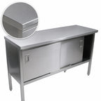 Thumbnail image #3 for John Boos EBSS4-24144 Enclosed Stainless Steel Work Table with Sliding-Door Cabinet Base, 144 x 24 Inches, 14-Gauge 300 Series Top