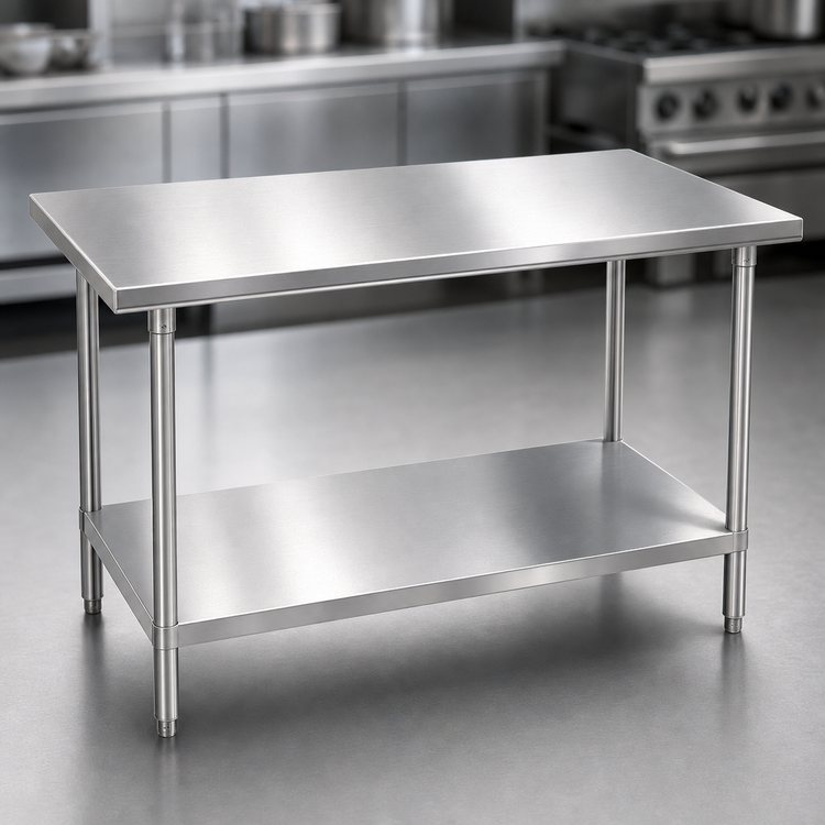 Product image #3 for Advance Tabco 120" x 24" Stainless Steel Flat Top Work Table with Adjustable Undershelf
