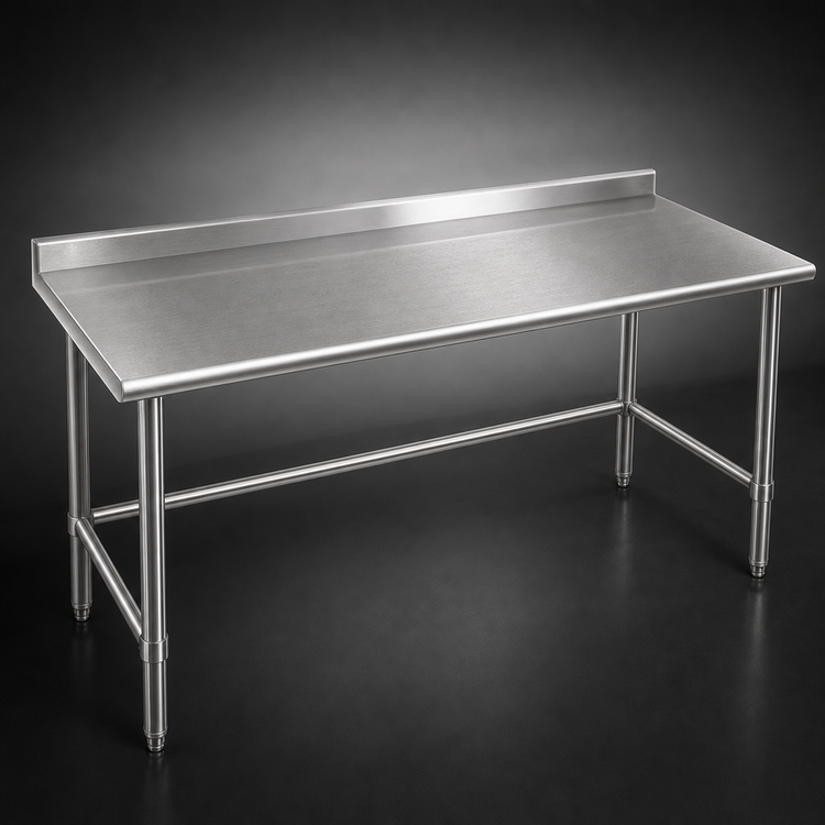 Product image #3 for Eagle Spec-Master 120-Inch x 30-Inch Stainless Steel Work Table with Rear Upturn and Open Tubular Base