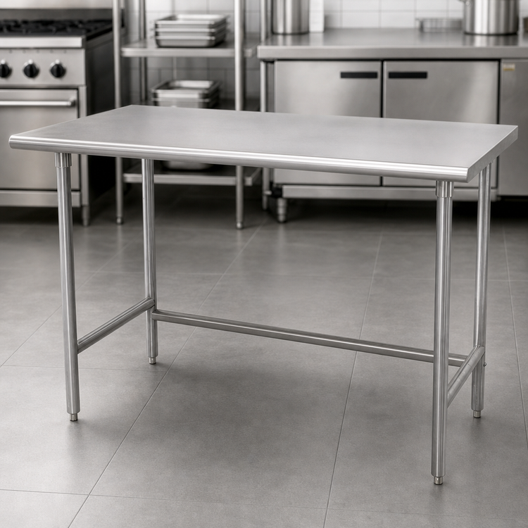 Product image #3 for Advance Tabco 84-Inch x 24-Inch Flat Top Stainless Steel Work Table with Open Base