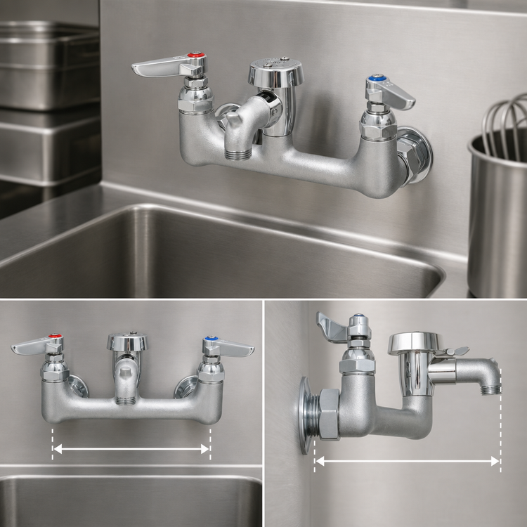 Product image #3 for T&S Brass Wall-Mount Service Sink Faucet with Vacuum Breaker Nozzle, 8" Centers, Chrome-Plated Finish