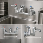 Thumbnail image #3 for T&S Brass B-0674-RGH Wall-Mount Service Sink Faucet, 8-Inch Centers, Vacuum Breaker Nozzle with Pail Hook, Rough Chrome-Plated