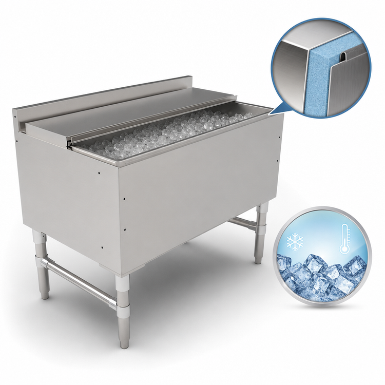 Product image #3 for John Boos 36-Inch Underbar Ice Bin/Cocktail Unit with Insulated Stainless Steel Bin and Sliding Lid