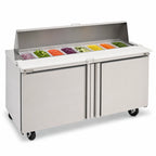 Thumbnail image #3 for Delfield 4460NP-8 Two-Section Sandwich/Salad Prep Table Refrigerator, 8-Pan Top, 60-Inch, 2-Door, Front-Breathing