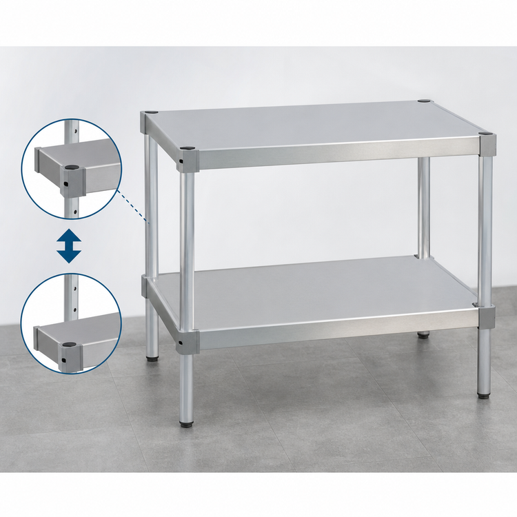 Product image #3 for New Age Stationary Modular Aluminum Equipment Stand with 2 Adjustable Solid Shelves, 48-Inch Wide x 15-Inch Deep x 30-Inch High